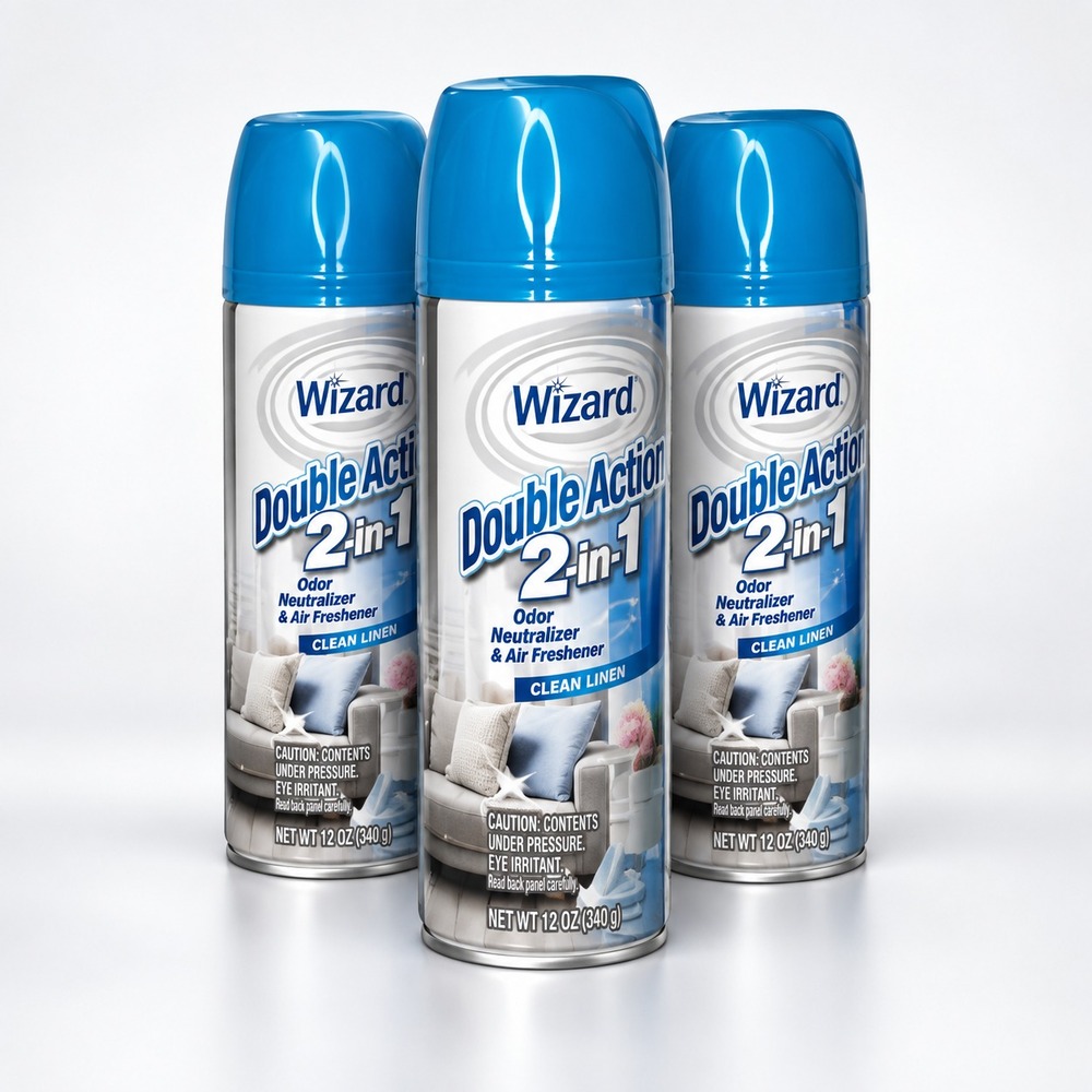 Wizard 2-in-1 Smoke Odor Eliminator Air Freshener Clean Linen 12 oz 3-Pack - Picture 4 of 6